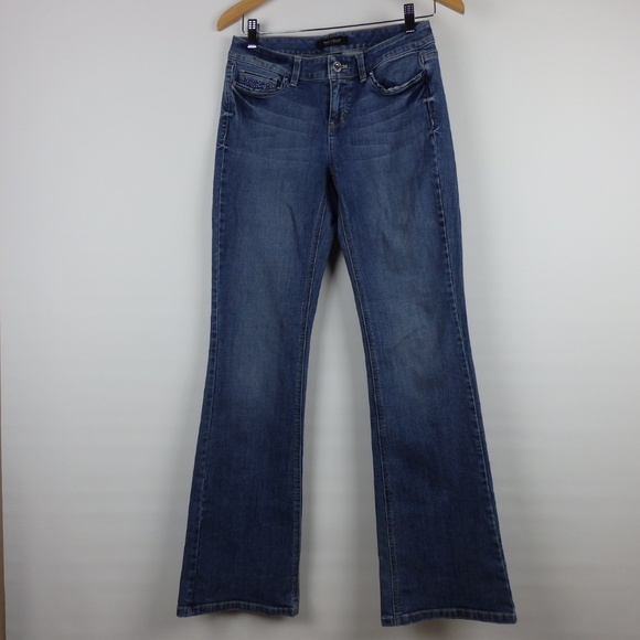 WHBM Rhinestone Contour Flare Leg Denim Jeans 2R - Picture 2 of 7